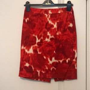 J. Crew red/ivory pencil skirt (00)